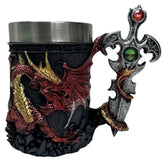 Dragon Sword Large Tankard – Black & Red Warrior Mug with Stainless Steel Liner